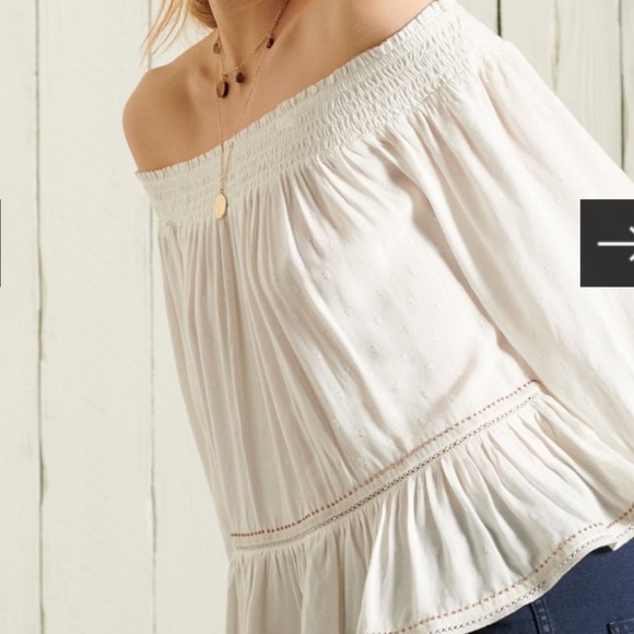 Superdry off shoulder bohemian style top - Picture 3 of 8